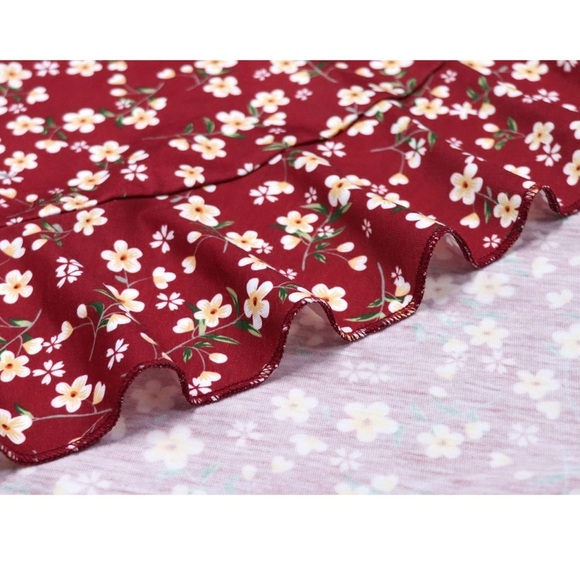 Floral Red Wrap Dress - Picture 3 of 14